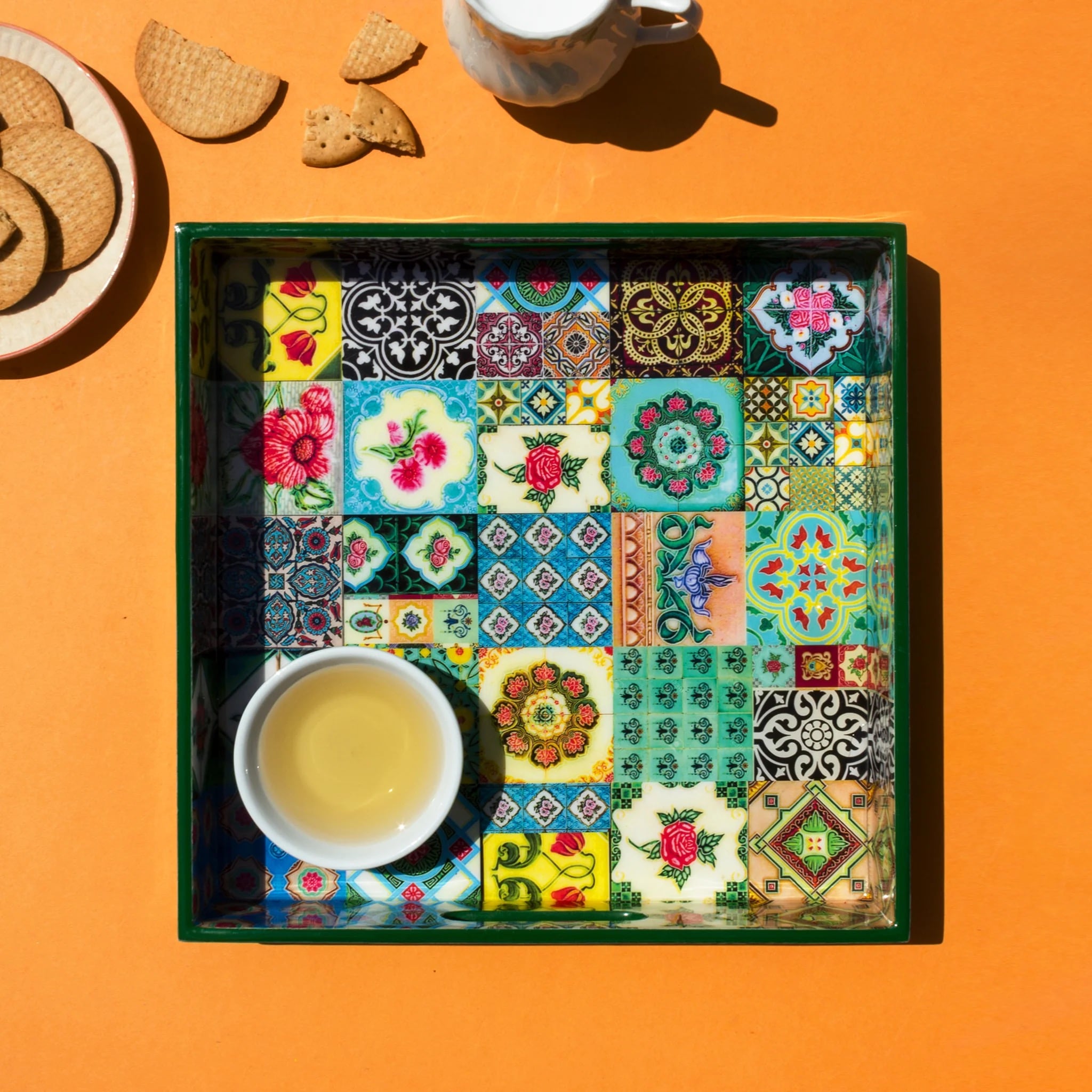 Peranakan Tiles Tray: Collage Emerald